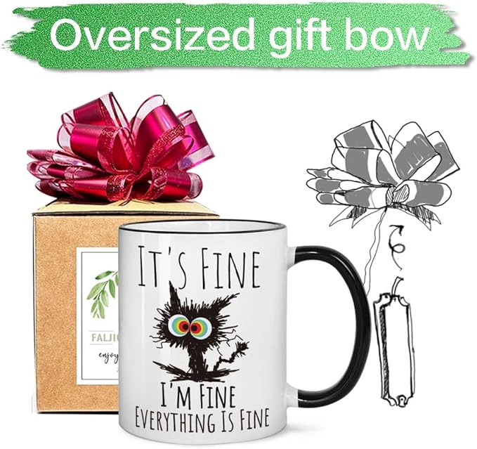 FALJIOK Funny Cat Coffee Mug Gifts for Cat Lover, It's Fine I'm Fine Everything Is Fines Coffee Mug 11oz, Novelty Mugs Gift for Women Man, Cats Lover Birthday Christmas Mugs