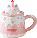 Adorable Cake Ceramic Coffee Mug - Elegant Birthday Gift for Women and Girl, Cute Rabbit Cup with Sweet Design, Perfect Present for Her Daily Tea & Coffee(Model A)