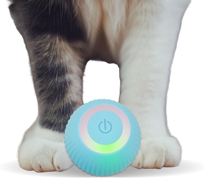 Cat Ball Toy, Interactive Cat Toys, Automatic Motion Activated Moving Ball Hide and Seek Game for Indoor Exercise，Gifts for Kittens