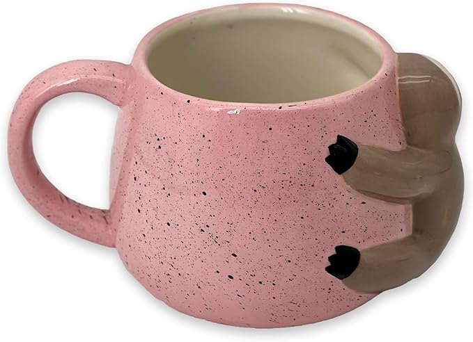 VOTUM Sloth Ceramic Coffee or Tea Mug - Animal Shaped Coffee Cup with Hand Printed Designs Saying “Don't Hurry. Be Happy” - Cute Handmade Gift for Men or Women Sloth Lovers – 18.6 Fluid Ounce