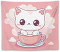 MaSiledy Tapestry As Wall Art Kawaii Cat Tapestry Cute Kitten Cat Meow Wall Hanging Wall Tapestry Aesthetic for Bedroom Colorful Wall Hanging Aesthetic Wall Art For Room Decor 50"x60"