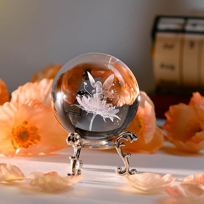 Fairy Gifts for Women 3D Fairy Gift for Her Girl Lovers Crystal Ball Globe Gifts for Wife Wedding Gift with Stand