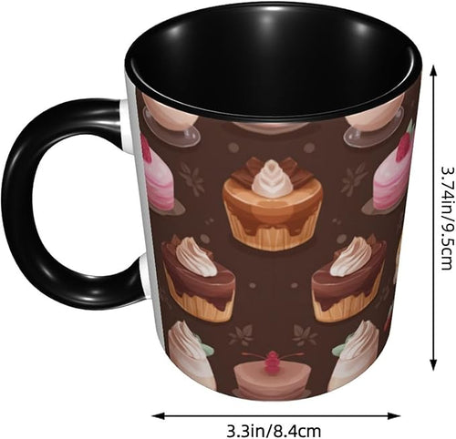 Cake Coffee Mug 11oz Ceramic Tea Cup With Handle Funny Porcelain Mugs for Women Dishwasher Microwave Safe