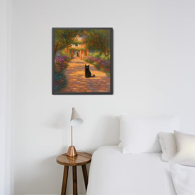 Madewell Living Van Gogh Starry Night with Funny Cat Canvas Print Wall Art - Ready to Hang, Waterproof Living Room & Bedroom Decor