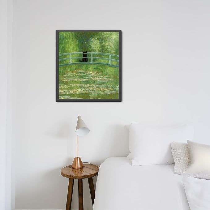 Madewell Living Van Gogh Starry Night with Funny Cat Canvas Print Wall Art - Ready to Hang, Waterproof Living Room & Bedroom Decor
