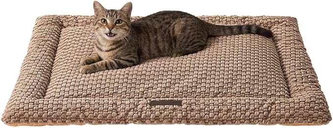 SOMAHE Plush Cat Kneading Bed Mat, Premium Plush Fabric Bed with Non-Slip Bottom, 3cm Thick All-Season Cushion for Cats Who Knead, Machine Washable Anti-Static Pet Bed, 23x15 Inch, Coffee