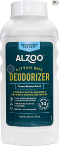 ALZOO Cat Litter Deodorizer, Concentrated Granules Absorb & Help Neutralize Odors, Mineral-Based Active Ingredients, Up To 30 Uses, Ocean Breeze Scent, 26.6 Oz.