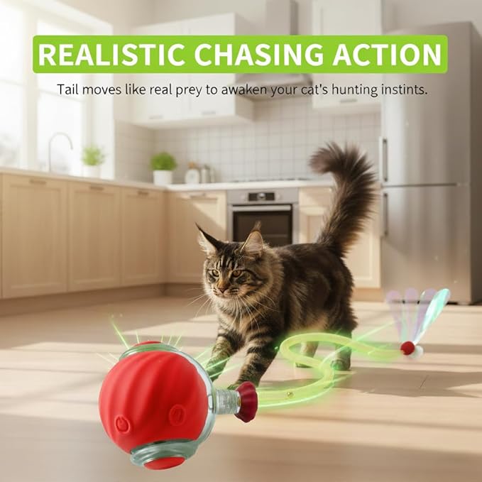 Cat Toys for Indoor Cats – 2X Automatic Kitten Interactive Toy with Speedy Ball Tail as Pet Mental Stimulation - 2-Set Bundle - 2026 Edition (Random Color)