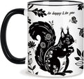Squirrel Mug 11Oz Mothers Day Birthday Gifts for Women,Squirrel Gifts for Women, Black and White Boho Mug, Holiday Birthday Gift for Animal Lovers Ceramic Coffee Cup Microwave & Dishwasher Safe