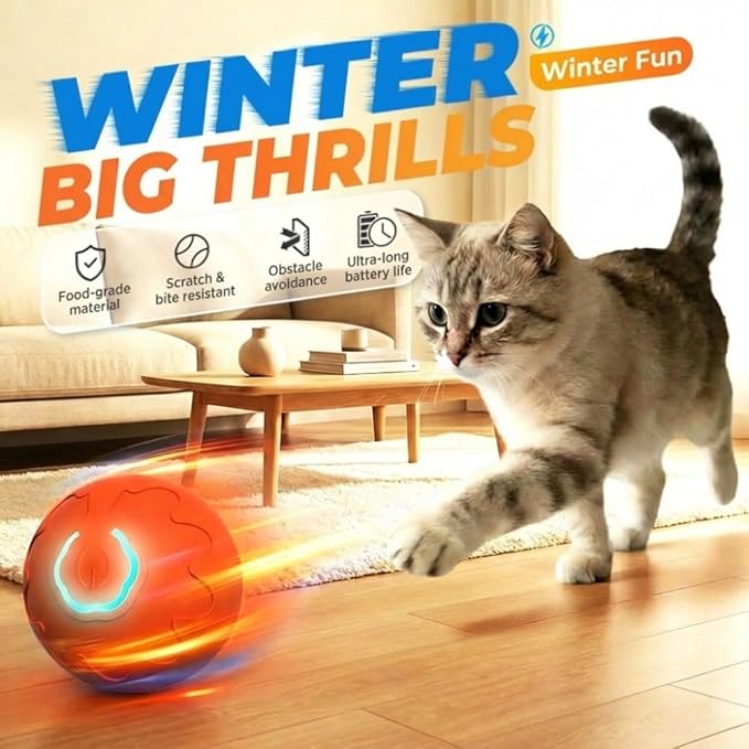 Drkicsy Automatic Moving Dog Toy Ball, Interactive Pet Balls USB Rechargeable Bouncing Ball, Electric Dog Toys Rolling Balls for Cat, Puppy, Small Medium Dogs (Upgrade Orange)