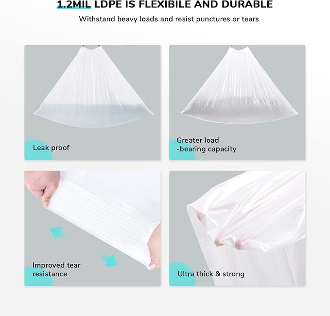 65 Count Drawstring Litter Box Liner Bags for Auto Self-Cleaning Litter Box, Extra Thick Leak Proof Cat Litter Replacement Waste Bags, Unscented, 18.1"W x 15.7"H, 3.5 Gal（Fit for SC01/SC02）
