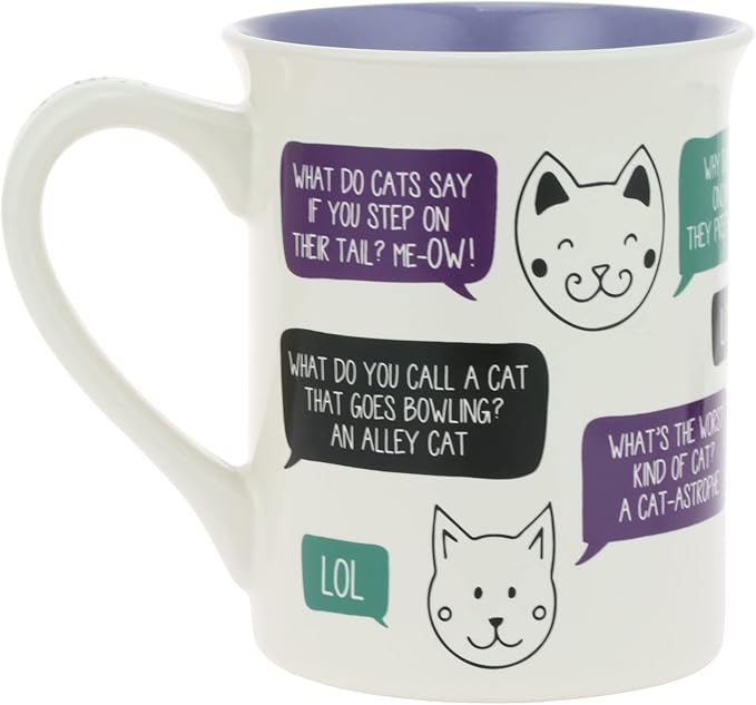 Enesco Our Name is Mud Pets Hiss-Terical Cat Jokes Coffee Mug, 16 Ounce, Multicolor