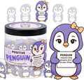 Positive Penguin Purple Jar with 60 Affirmation Cards, Emotional Support Penguin Gift, Penguin Gifts for Women, Best Friend Birthday Gifts, Funny Birthday Cards, Penguin Figurines and Penguin Decor