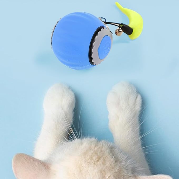 HEEPDD Cat Ball Smart Rolling Ball, Automatic Active Rolling Ball Toy Dog Ball Toys Activated Rolling Ball Self Rolling Electric Cat Ball for Indoor and Outdoor (Blue)
