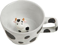 DIHOclub Farmhouse Ceramic Coffee Mug with Animal Figurine – Rustic Stoneware Cup, Matte Finish, Ideal for Breakfast & Home Decor (Black White Cow)