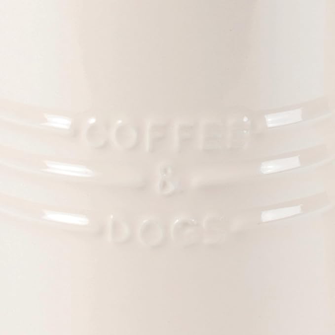 Fringe Studio Stoneware Memento Sculpted Tall Mug "COFFEE & DOGS" 3.35"DIA X 4.5"H, 14 FL.OZ, Ivory Color (436005)