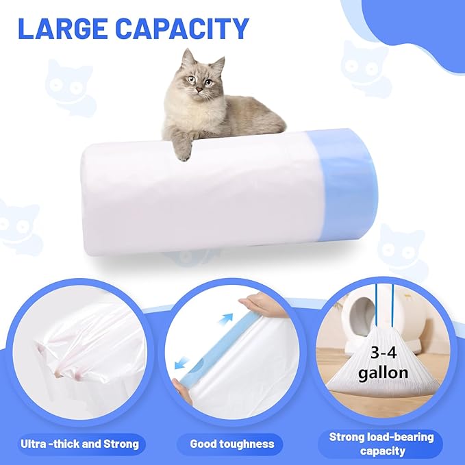 40 Count Extra Large Cat Litter Box Liners, Cat Litter Waste Receptacles Bags for MeoWant MW-SC01/MW-SC02/MW-LR01 Self-Cleaning Litter Box