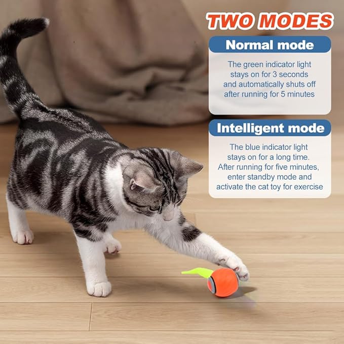 2 Packs Newly Upgraded Version 2.0 Cat Toys, cat Toys for Indoor Cats, Cool Intelligent Interactive Cats Ball, Turbo Tail 3.0 Smart Interactive Ball for Indoor Bored Adult Cats