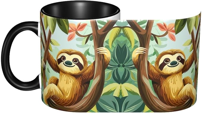 Sloth Coffee Mug 11oz Ceramic Tea Cup With Handle Funny Porcelain Mugs for Women Dishwasher Microwave Safe