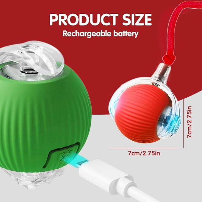 Interactive Cat Toy, 2025 New Cat Toy for Indoor Cats, Intelligent Rolling Ball Toys, Kitten Toys for Bored Indoor Cats/Dogs (Yellow)