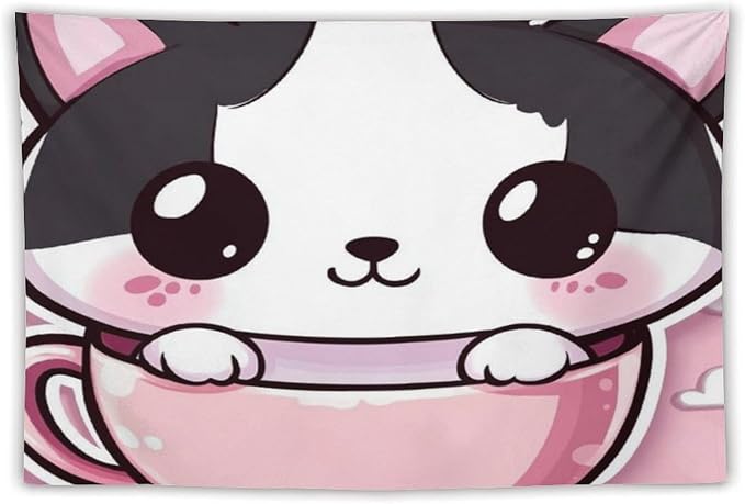 MaSiledy Tapestries Kawaii Cat Tapestry Cat Lover Gifts Wall Art Tapestry for Bedroom Aesthetic Wall Art Home Decoration for Bedroom Living Room Dorm 40"x60" Tapestries for Bedroom Living Room Dorm