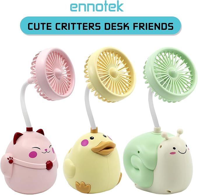 Cute Yellow Duck Desk Fan with Pen Holder — Animal Fan, Duck Decor for Office, Funny Accessories, Small USB Fan, Unique Teacher Gift, Coworker Gift, Novelty Decor