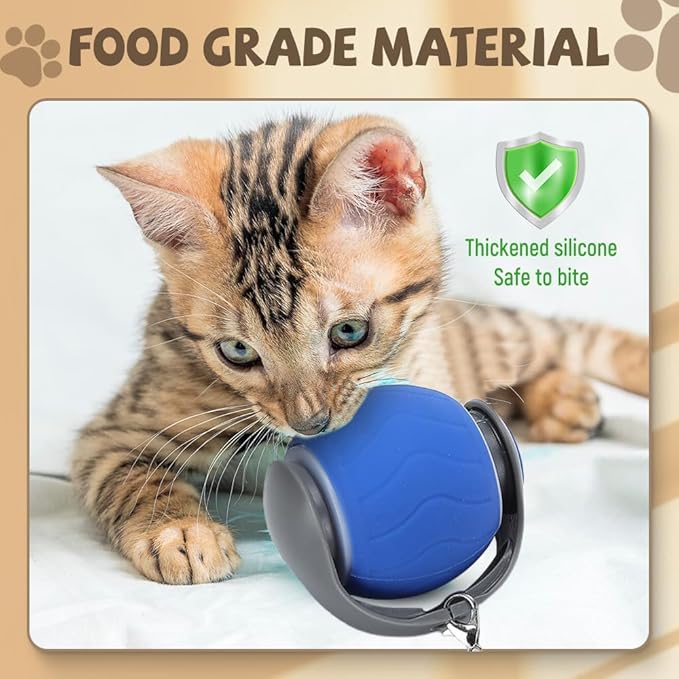 Interactive Cat Toys for Indoor Cats, 2026 Interactive Fast Moving Toys Balls, 360° Automatic Rolling Electric Ball Toy with Rope for Dogs and Cat Indoor Play (Red)