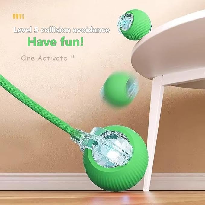 Interactive Rolling Dog & Cat Toy - Smart 360° Automatic Electric Ball, Chewable & Self-Rolling, Viral Fun for Indoor Pets, Stimulates Exercise & Play, Ideal for Dogs and Cats (Green)