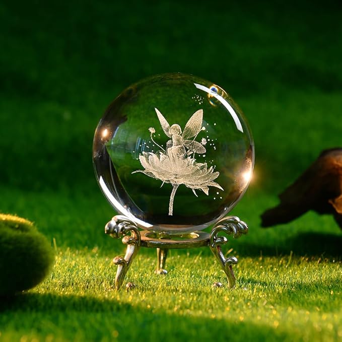 Fairy Gifts for Women 3D Fairy Gift for Her Girl Lovers Crystal Ball Globe Gifts for Wife Wedding Gift with Stand