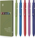 FIOVER High-End Vintage Gel Pens, 5-Pack 0.5mm Fine Point Black Ink Pens with Soft Grip & Metal Clip, Smooth Writing Retractable Pens for Journaling, Office, Note Taking(Retro color)
