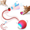 Interactive Cat Toys Smart Ball for Cats and Dogs, 360° Automatic Rolling Chase, 2 Rapid-Action Tails, Designed for Indoor pet Exercise, Boredom Relief, and Fun Chase Play.(Red)