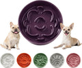 Ceramic Slow Feeder Dog Bowl - Feeding Dish for Fast Eaters - Maze Dog Bowl to Slow Down Eating - Ideal Food Control Dish for Small Breeds - 0.8 Cups (80g) - 6.3 Inch - Purple