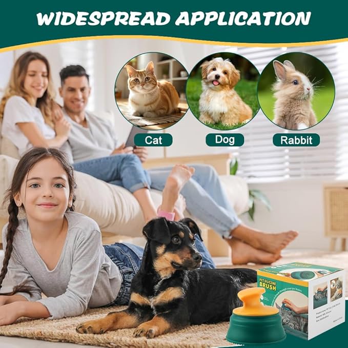 Cat Hair Brush,Cat Brush for Shedding Self Cleaning Shedding Brushes,Massage Brushes Deshedding and Hair Removal for Long and Short Haired Pets Cats(Green+Yellow,Size:8cm*9.5cm*9.5cm)