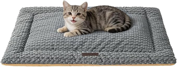 SOMAHE Plush Cat Kneading Bed Mat, Premium Plush Fabric Bed with Non-Slip Bottom, 3cm Thick All-Season Cushion for Cats Who Knead, Machine Washable Anti-Static Pet Bed, 23x15 Inch, Grey