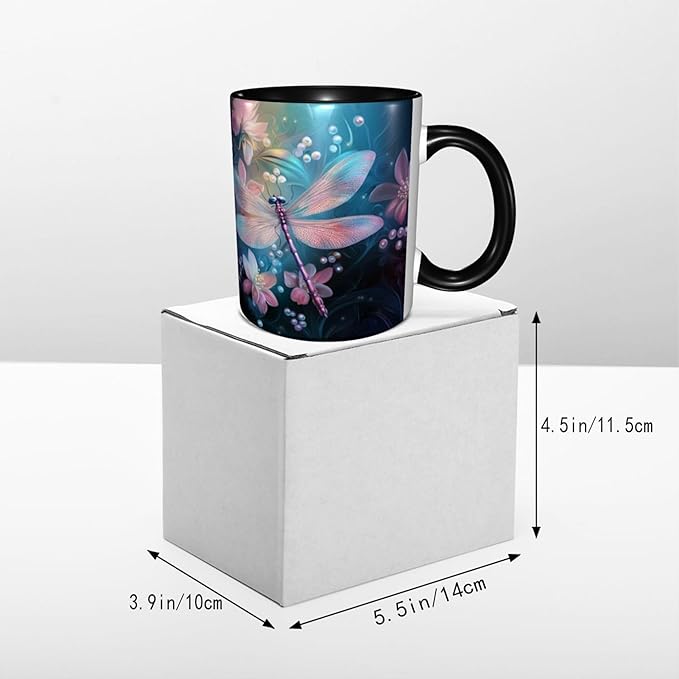 Dragonfly Coffee Mug 11oz Ceramic Tea Cup With Handle Funny Porcelain Mugs for Women Dishwasher Microwave Safe