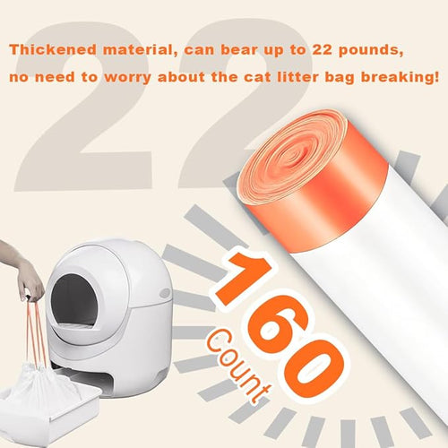 160 Pack Cat Litter Bags,Compatible with Litter Box Robot 3 & 4,Heavy Duty Automatic Cat Litter Box Liners,10-12 Gallons
