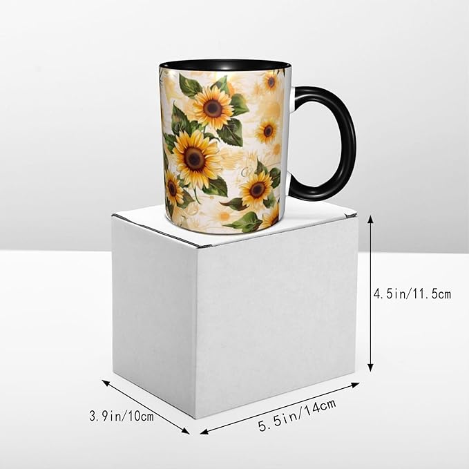 Sunflower Coffee Mug 11OZ Funny Ceramic Tea Cup Kitchen Decor Novelty Mugs for Home Office Travel