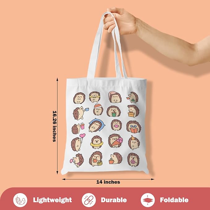 Turtle Gifts Shark Gifts Tote Bag, Hedgehog Horse Gifts for Women Girls, Animals Reusable Grocery Bag Shopping Bag