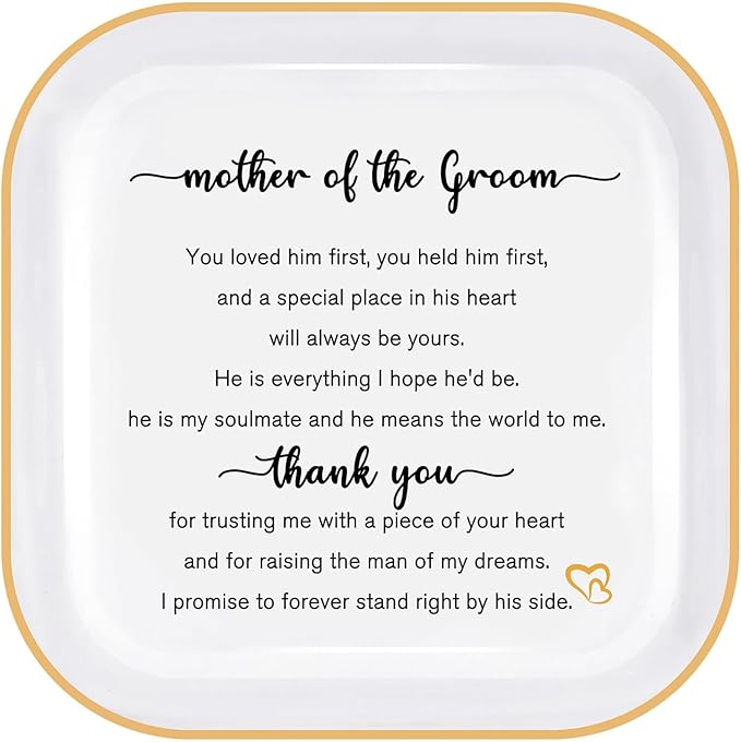 PUDDING CABIN Mother of the Groom Gift from Bride – Wedding Jewelry Dish, Thank You Gift for Mom, Mother-in-Law, Future Mother-in-Law Keepsake Jewelry Tray