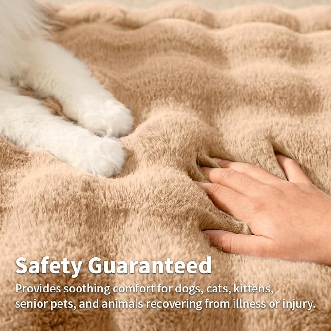 SOMAHE Self-Warming Cat Blanket for Indoor Cats & Small Dogs, Dual-Side Sherpa Plush Throw, Anti-Static Shared Couch Mat for Crate & Travel, Machine Washable No Shrink, 28x22 Inch Coffee