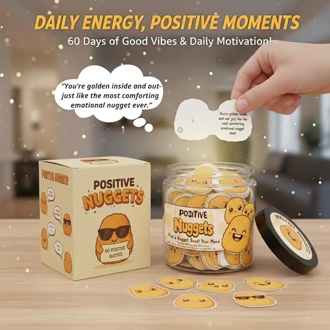 DEARMINE Positive Chicken Nuggets Jar with 60 Affirmation Cards, Emotional Support Chicken Gift, Chicken Nuggets Gifts, Gag Cute Funny for Women, Teens, Men