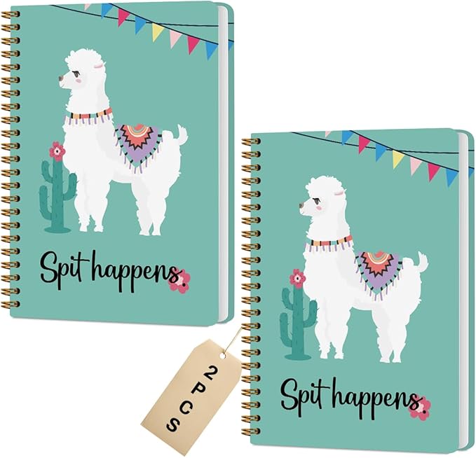 2 Pcs Funny Llama Spiral Notebook Cute Alpaca Journaling Notebooks Funny Llama Gifts for Women Men Friend Teens College Ruled Notebook Journal, Classroom Office Supplies