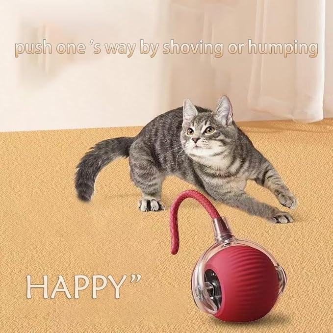 Interactive Rolling Dog & Cat Toy - Smart 360° Automatic Electric Ball, Chewable & Self-Rolling, Viral Fun for Indoor Pets, Stimulates Exercise & Play, Ideal for Dogs and Cats (Red)
