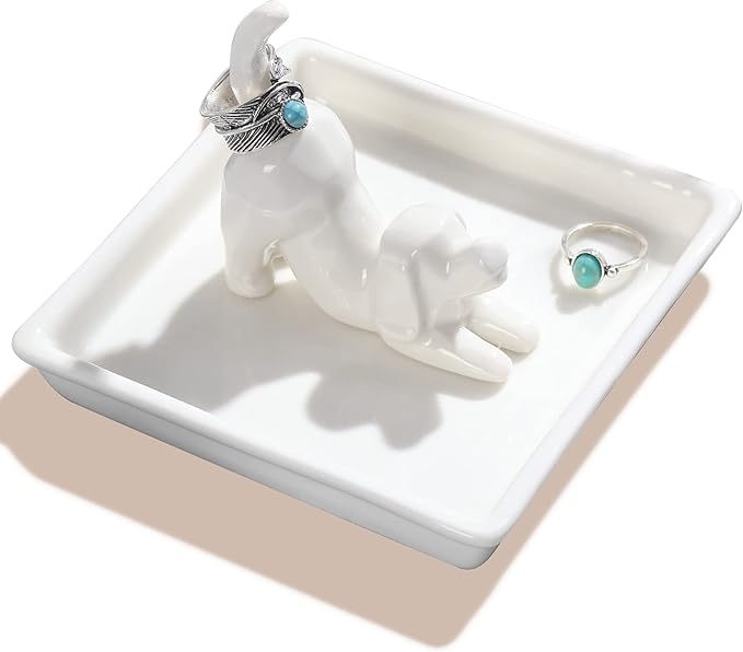 PUDDING CABIN Dog Mom Gifts for Women, Dog Ring Holder Dish Jewelry Holder, Dogs Lover Gift for Women Friends Female Mom Grandma Aunt as Mothers Day Birthday Wedding Christmas Gift