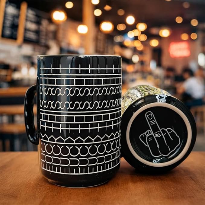 DongNaiWin 17oz Funny Coffee Mug with Hidden Finger Bottom, Sarcastic Humor Mug, Funny Quote Novelty Gag Gift for Friend Coworker Men Women, Large Ceramic Funny Mug