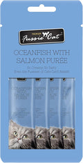 Fussie Cat Ocean Fish and Salmon Puree, lickable cat Treats, 0.5oz Pouch Pack of 4