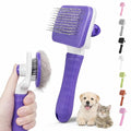 Pet Grooming Brush for Cats & Dogs, Self-Cleaning Undercoat Deshedding & Massage Tool, Purple