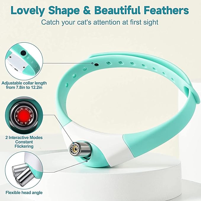 Automatic Cat Toys Laser Collar with Red Light, Interactive Cat Toys for Bored Indoor Cats, Rechargeable Electric Laser Pointer Cat Toy Wearable Collar for Kitten