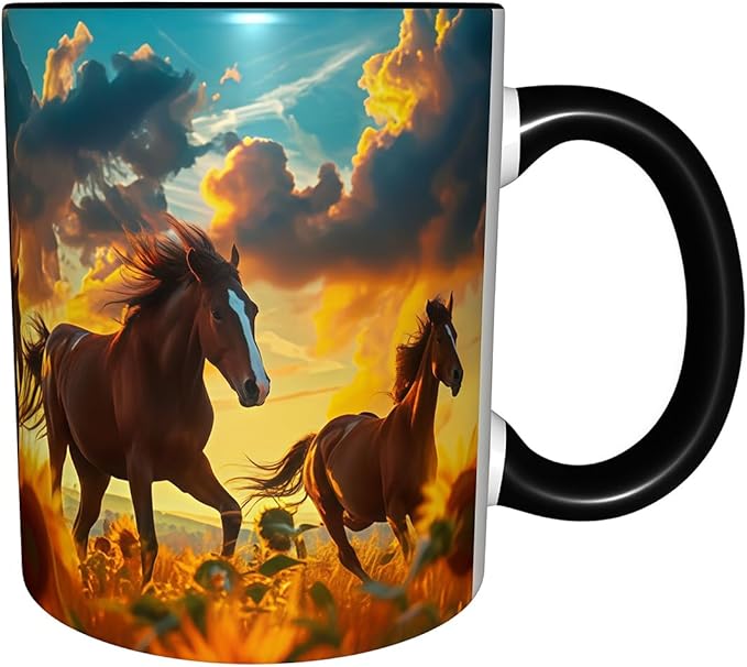Horse Coffee Mug Funny Ceramic Tea Cup Novelty Presents for Women Men Home and Office Birthday Microwave Dishwasher Safe 11oz