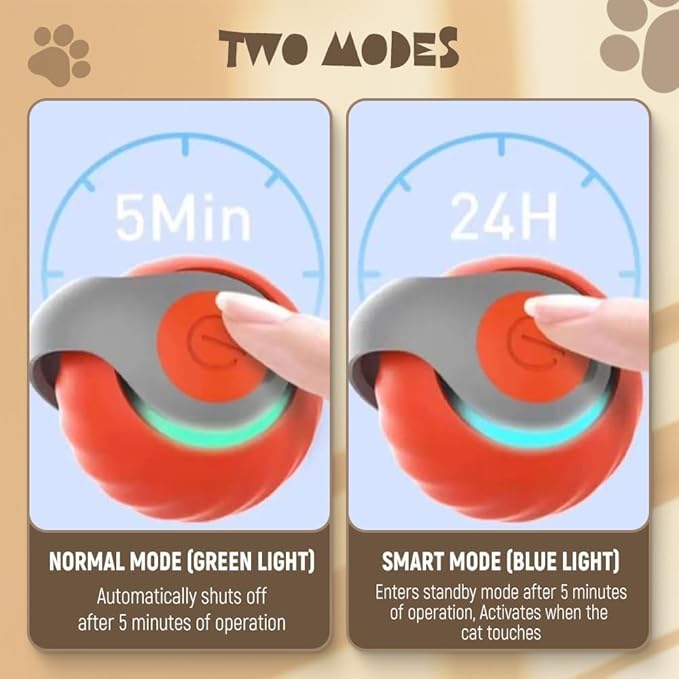 Interactive Cat Toy Balls, 2025 New Automatic Moving Smart Cat Toy Ball, Interactive Pet Toy for Cats, Dogs Indoor, Automatic Rolling Pet Toy (Orange)